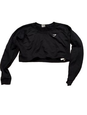 Gymshark Black Long Sleeve Crop Top Size XL